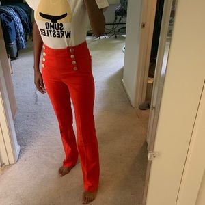 Zara Red straight button pants in XS
